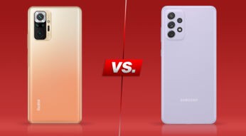 Redmi Note 10 Pro und Galaxy A72 von hinten nebeneinander