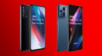 Das Oppo Find X3 Lite 5G in Fluid Black und das Oppo Find X3 Pro 5G in Blue.