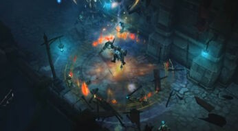 Ein Kreuzritter aus Diablo 3 im Kampf gegen Diener der Hölle