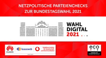 Die Kampagne "WahlDigital 2021" des Internetverbands "eco" und Partner.