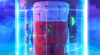 Yooka und Laylee fliegen gemeinsam durch eine Röhre, auf der Suche nach Pirtenschätzen