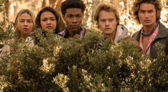 Fünf Jugendliche im Busch.