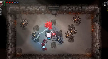 Ein ungeklärter Raum voller Gegner in The Binding of Isaac