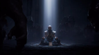 Ein Mönch sitzt auf dem Boden in Diablo Immortal