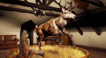 Ein ausgestopfter Hirsch in Way of the Hunter