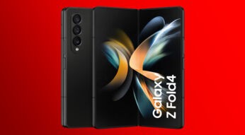 Samsung Galaxy Z Fold4 aufgeklappt und von hinten