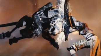 Die Protagonistin kämpft gegen eine wilde Bestie in Steelrising