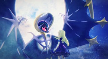 Lunala mit ihrer Trainerin in Pokémon Masters