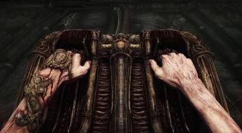 Die Hände des Protagonisten in Scorn