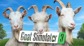 Goat Simulator 3 Covergrafik mit drei Ziegen
