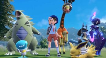 Der Protagonist und seine Pokémon in Karmesin und Purpur