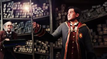 Ein Zauberer hält einen Zauberstab in der Hand, der an der Spitze leuchtet