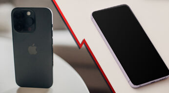 Ein Samsung und ein iPhone im Spltiscreen nebeneinander