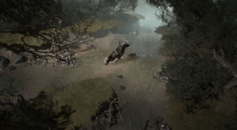 Eine Zaubererin reitet ein Pferd in Diablo 4