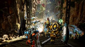 Ein Team bestehend aus mehreren Spielenden im Spiel Exoprimal