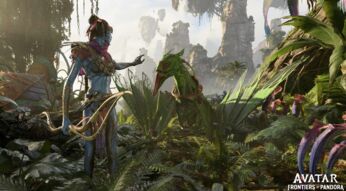 Na'vi streichelt Tier auf Pandora