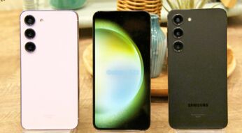 Drei Samsung Galaxy S23 mit Kamera