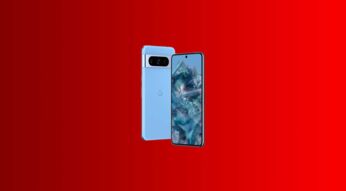 Das Pixel 8 Pro vor rotem Hintergrund