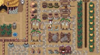 Spielende arbeiten an den Werkbänken des Stammes in Roots of Pacha