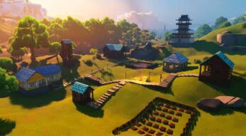 Ein ausgebautes Dorf einer hohen Stufe in LEGO Fortnite