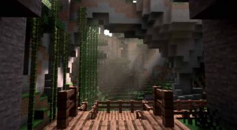 Die Spielwelt von Minecraft mit aktiviertem Raytracing