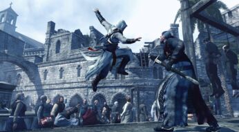 Assassine springt in die Höhe