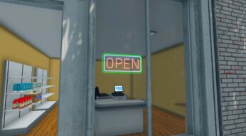 Ein geöffneter Supermarkt in Supermarket Simulator