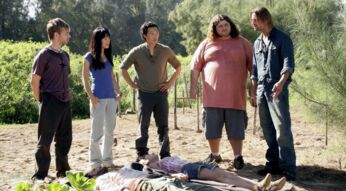 Dominic Monaghan, Yunjin Kim, Daniel Dae Kim, Jorge Garcia und Josh Holloway in "Lost"