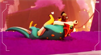 Ein:e Spieler:in krault einen Zard in Creatures of Ava