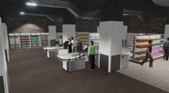 Ein Supermarkt in der Innenansicht in Supermarket Together