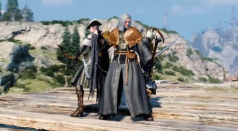 Drei Spieler:innen aus Throne & Liberty mit unterschiedlichen Waffen