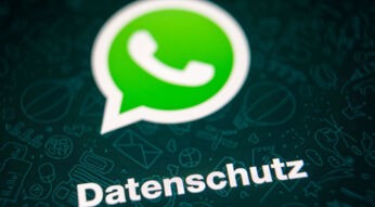 Das WhatsApp-Logo, darunter die Textzeile "Datenschutz".