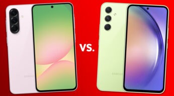 Das Galaxy A56 und das Galaxy A54 sind gegenübergestellt.