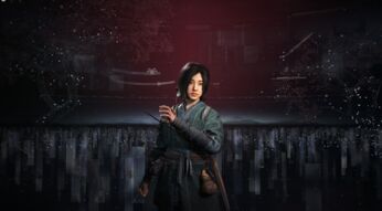 Naoe im Hauptbildschirm von Assassin's Creed Shadows