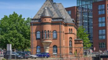 Hafenpolizeiwache No 2 an der Kehrwiederspitze in Hamburg.