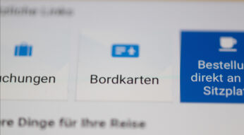 Eine Kachel mit der Aufschrift "Bordkarten" in der App der Billigfluggesellschaft Ryanair.