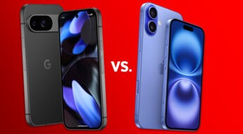 Das Pixel 9 ist links, das iPhone 16 ist rechts zu sehen.