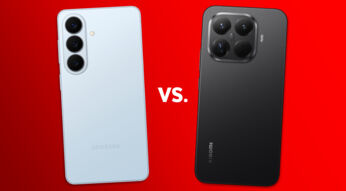 Das Galaxy S26 ist in Blau links, das Xiaomi 15T Pro in Schwarz rechts zu sehen.