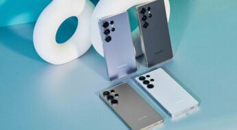 Das Samsung Galaxy S25 Ultra in den vier Farben Titanium Silver Blue, Titanium Black, Titanium Gray und Titanium White Silver.