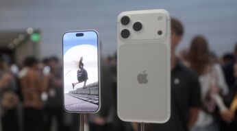 Das iPhone 18 Pro ist auf dem Apple-Campus nach der großen Keynote ausgestellt für Besucher:innen.