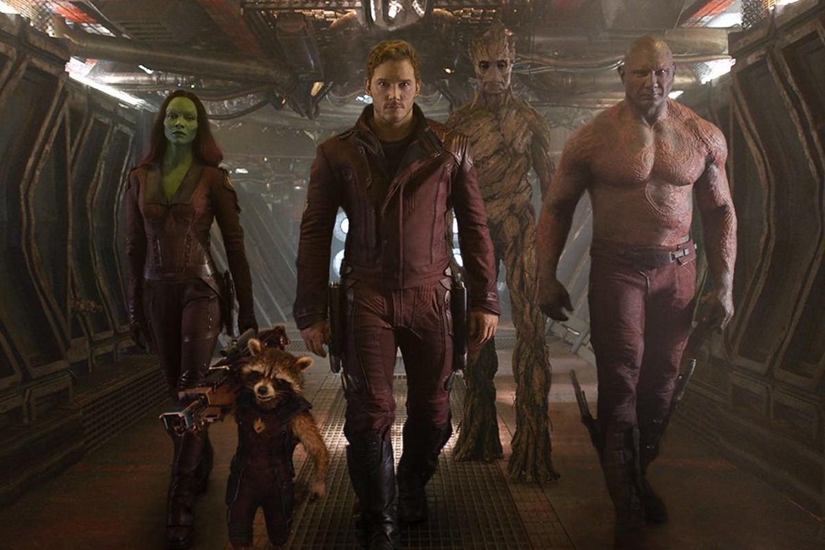 Chris Pratt, Dave Bautista und Zoe Saldana in Guardians of the Galaxy
