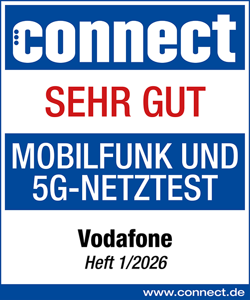 Prüfsiegel connect: Mobilfunk- und 5G-Netztest, Januar 2026. Ergebnis: sehr gut.