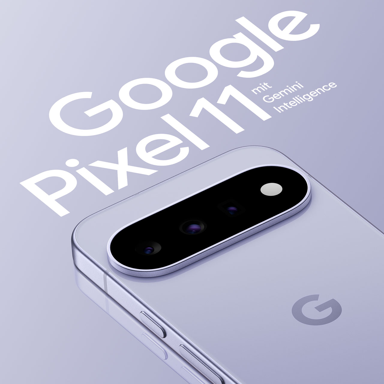 Nahaufnahme des Google Pixel 11 in Frost.