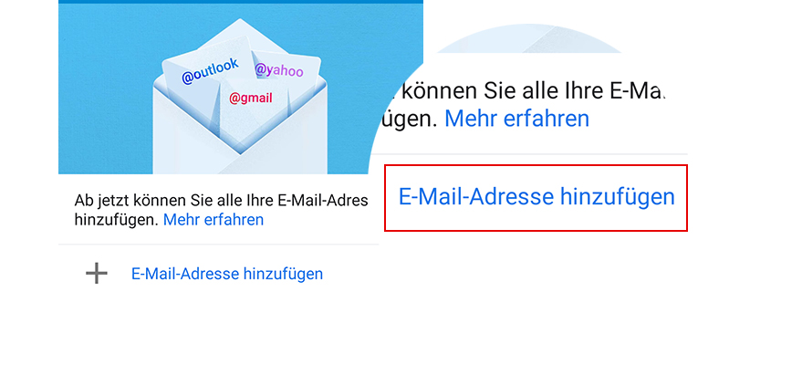 E-Mail hinzufügen