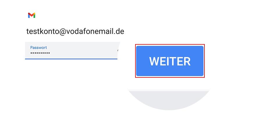 E-Mail-Passwort eingeben