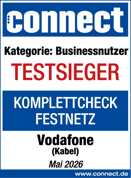 connect-Testsieger in der Kategorie Businessnutzer im Komplettcheck Festnetz f&uuml;r Kabel-Internet