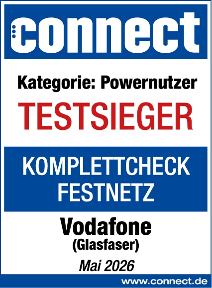 connect-Testsieger in der Kategorie Powernutzer im Komplettcheck Festnetz f&uuml;r Glasfaser-Internet