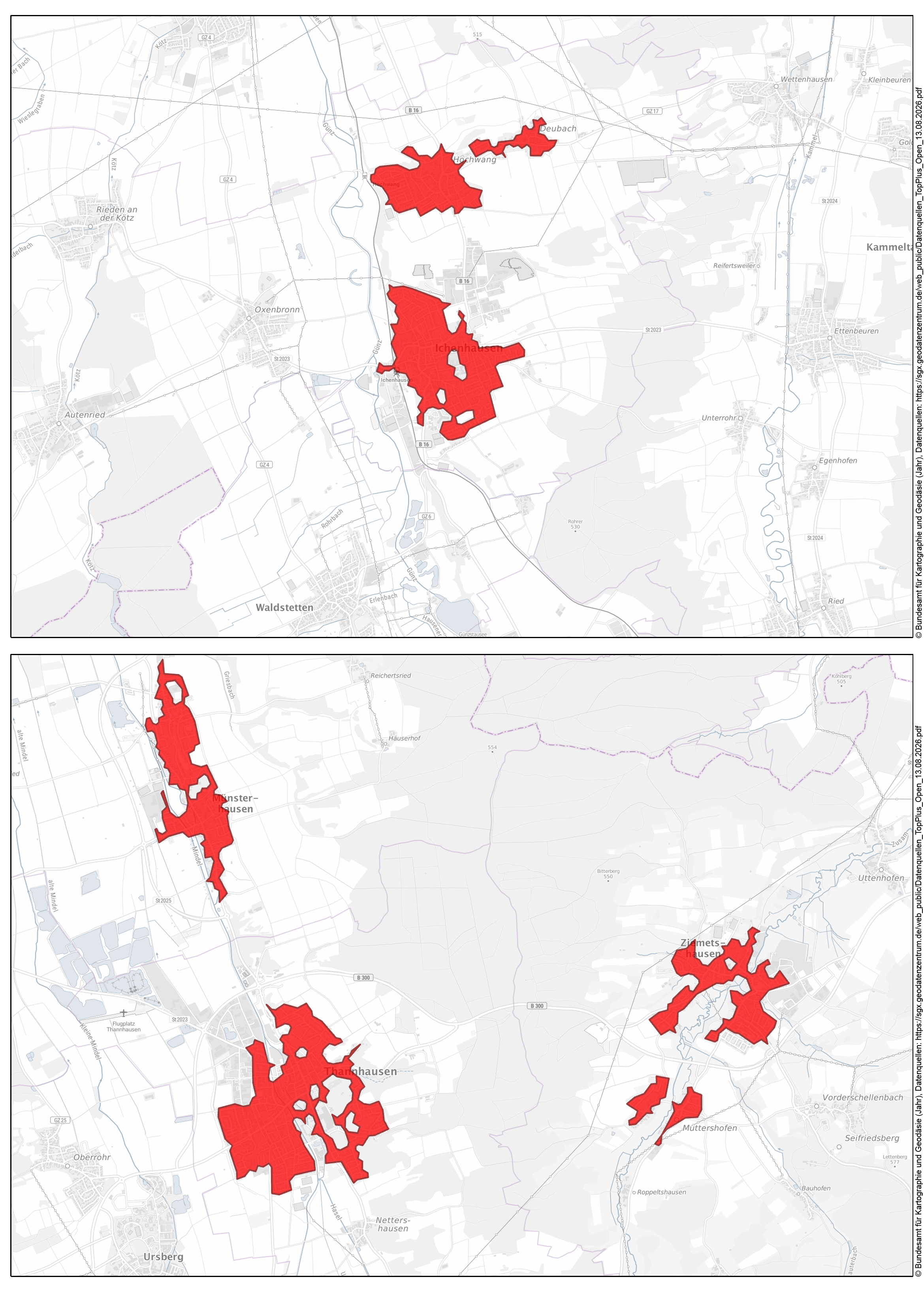 Ausbaugebiete im Landkreis G&uuml;nzburg