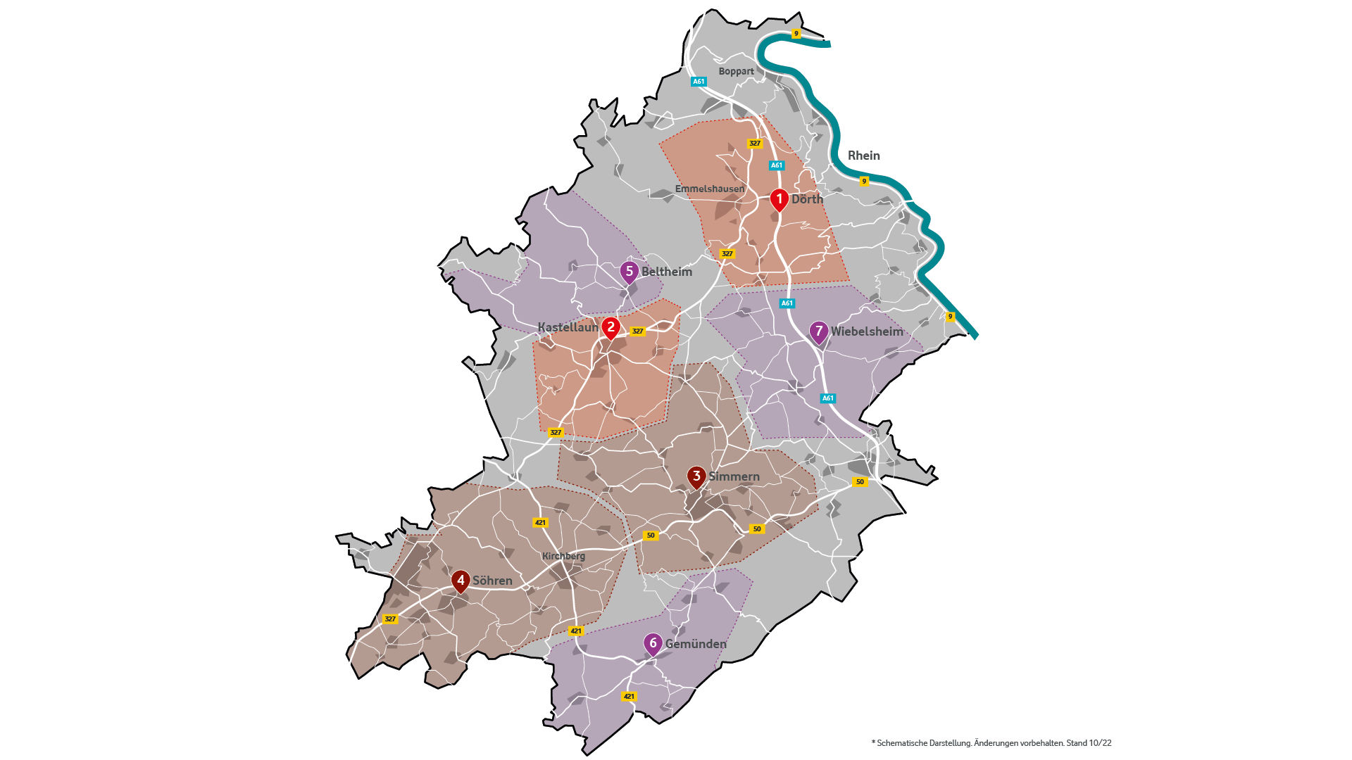 Rhein Hunsrück Kreis Karte
