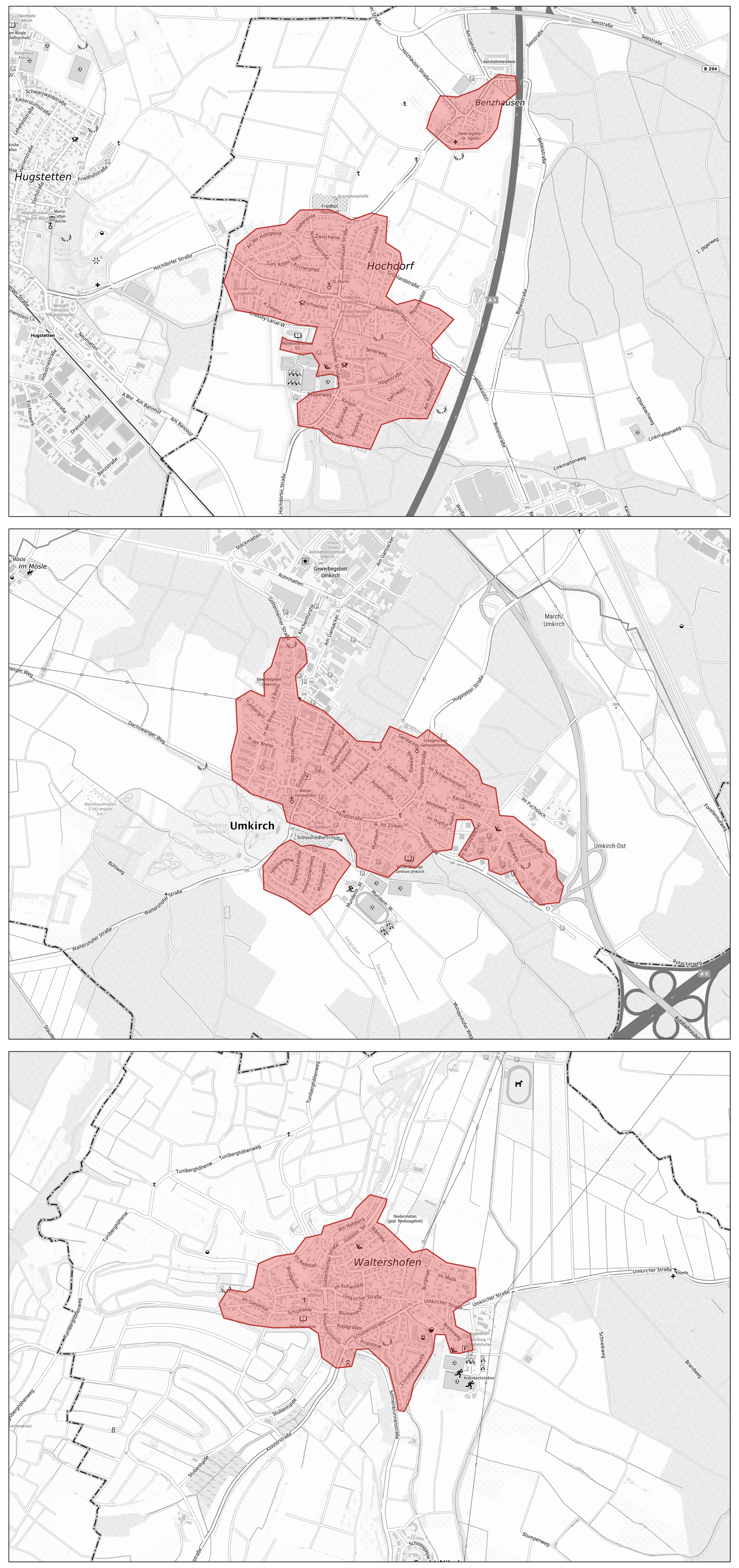 Detailkarten der Ausbaugebiete Umkirch Freiburg